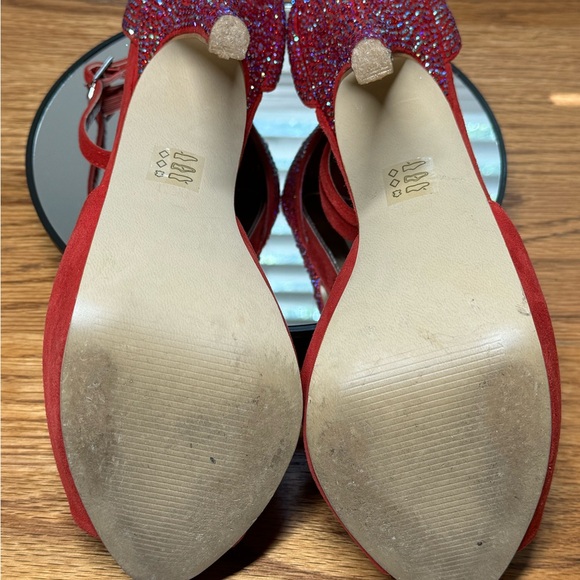 Steve Madden red suede open toe platform high heels - Picture 3 of 10